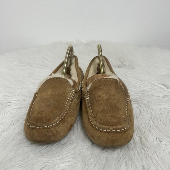 UGG Ansley Slippers Chestnut Brown Sheepskin Fur Lined Women's Size 9 - Picture 1 of 10